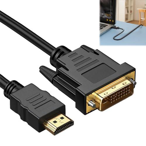 LgCiXli Cable HDMI bidireccional a DVI de 1,5 m | Transmisión de señal de alta velocidad para monitores y PC | Adaptador chapado en oro de 24 K para Full HD 1080p | Diseño reforzado