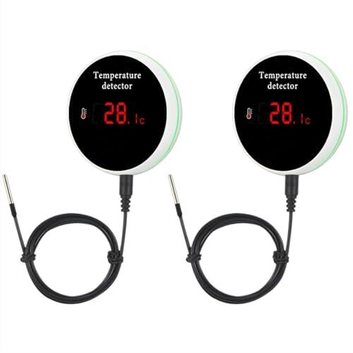 Gokelomg Tuya Smart Home Wifi Sensor de temperatura Alarmas de temperatura Termómetro digital para agua estancia Piscina Termostato Alarma Nursery Fermentación Animales Cría Pantalla Digital Enchufe