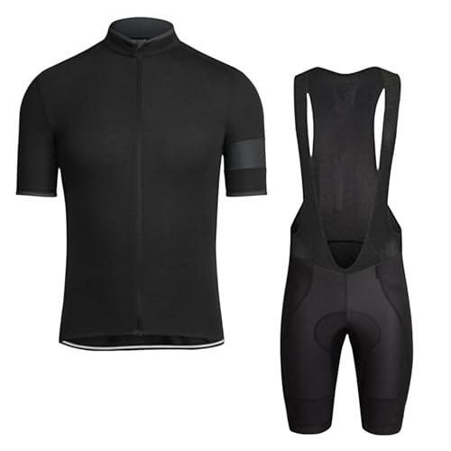 Conjunto de ciclismo para hombre y pantalón de ciclismo para hombre, ropa deportiva de verano, transpirable, de secado rápido, camiseta y pantalón con tirantes, Negro , XL