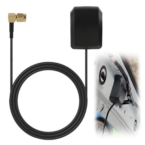 Antena GPS para Coche Conector SMA Cable RG174 de 3 m con Base Magnética, Antena GPS para Autoradio y Navegador, Antena GPS Marina Impermeable para Coche Camión Router IoT