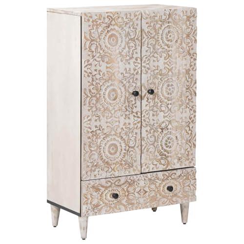 vidaXL Mueble Alto con cajón 60 x 33,5 x 100 cm Madera de Mango Maciza, Almacenamiento para Sala, Moderno Armario Alto, Consola Rectangular, Mueble Elegante, Estante Funcional