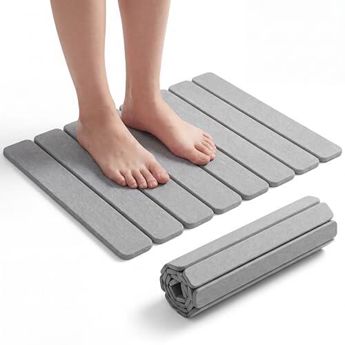Pincho Alfombra Diatomita Baño, Alfombrilla Cocina, Escurreplatos Diatomita, Alfombra Ducha Antideslizante Plegable, Alfombrilla Fregadero Secado Rapido - 30x40 cm Gris, Baño y Cocina