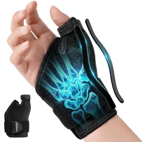 AYBUY Férula de Pulgar, Muñequera Pulgar Derecho, Estabilizador de Pulgars Ajustable con 2 férulas, ligero y transpirable, Para el PulgarsTendinitis, Artritis, Esguinces