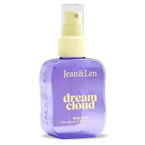 Jean & Len Spray corporal Dream Cloud, aroma cremoso y suave de macadamia, vainilla y caramelo, con pantenol y extracto de vainilla, spray corporal vegano de larga duración, 100 ml