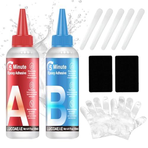 LUCOAEAE 2x125ml Pegamento Epoxi 2 Componentes Transparente 5 Minutos