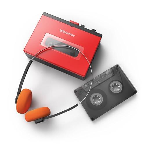 Energy Sistem Reproductor Cassette Portátil Bluetooth In/out/Batería Recargable USB-C/Altavoz y Micrófono Integrado/Sonido Analógico Retro/Incluye Auriculares Vintage/Grabación de Voz.