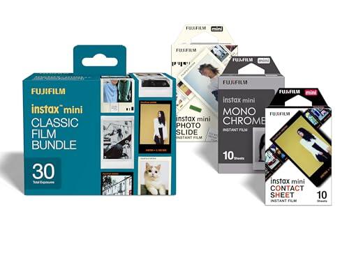 instax Mini Classic Film Bundle 26. Kit de Película Instantánea instax. Total 30 Fotos. Contiene 3 Cargas de 10 Fotos Cada una: 1 Photo Slide, 1 Contact Sheet y 1 Monochrome.