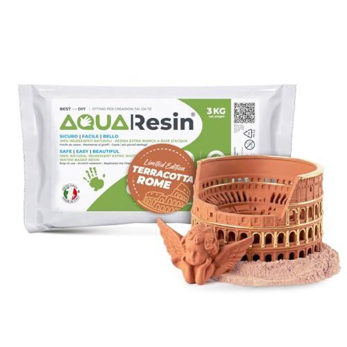 Yeso Premium Alfa AQUA RESIN® – Efecto Cerámica, Resina Mineral Natural, para Moldes de Silicona, Recuerdos, DIY y Portavelas, Atóxico (Terracota, 3 kg)