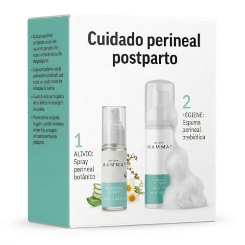 Pack Cuidado Perineal Postparto: Espuma Prebiotica y Spray Botanico Intimo Mujer Higiene Recuperacion Intima Limpieza Suave Alivio Calma Aloe Vera Hamamelis Acido Lactico pH Balanceado Flora Sin Jabon