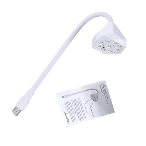 Cosiki Lámpara de Uñas LED, Secador de Esmalte de Gel con Detección Automática con 9 Cuentas LED y Enchufe USB, Ideal para Uso en el Hogar, Salón y Viajes (WHITE)