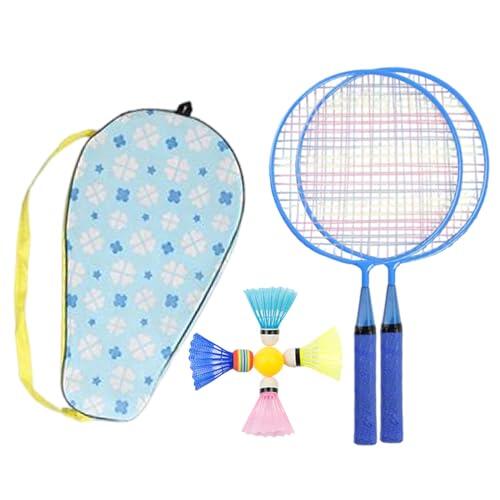 Gzadii Juego de raquetas de bádminton para niños con raquetas de repuesto y volantes, juego de volantes ligeros con mango suave para familia, niños, amigos