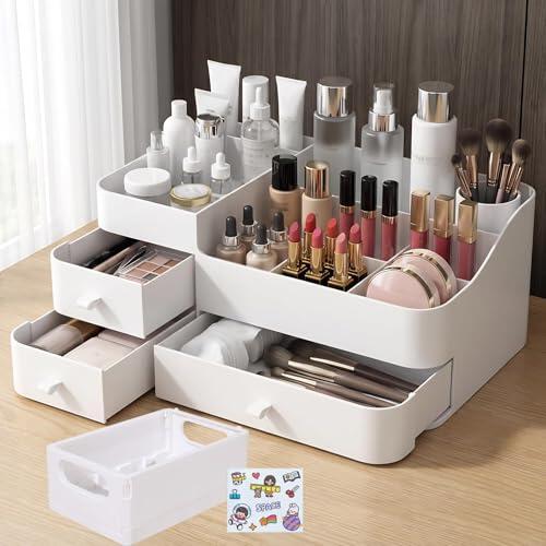 YUTUY Organizador de Maquillaje,Almacenamiento de Cosméticos Multifuncional,Organizador de Cosméticos de Maquillaje,Organizador de Belleza para Tocador,Baño y Dormitorio,con Cajón Multifuncional