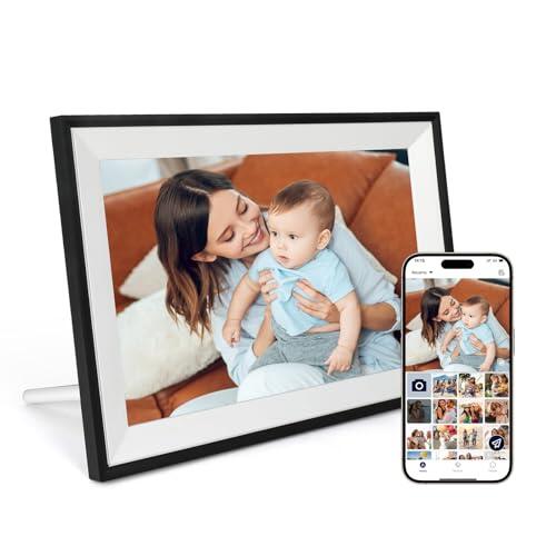AEEZO Marco de Imagen Digital WiFi 32GB de Memoria, Pantalla táctil IPS 1280 * 800, Modo Dormitorio, Marco de Imagen Digital, Carga rápida de vídeos y Fotos a Distancia con el Software AiMOR (Blanco)