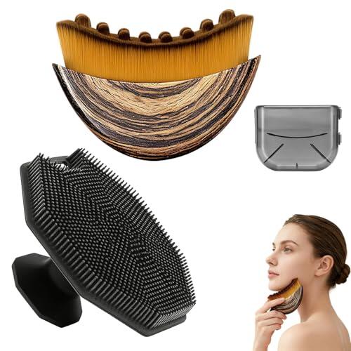 2 cepillos faciales linfáticos para contornear y desintoxicar, cepillo de drenaje linfático de madera suave para cara, cuello y mandíbula, mejora la circulación, reduce la hinchazón y define contornos