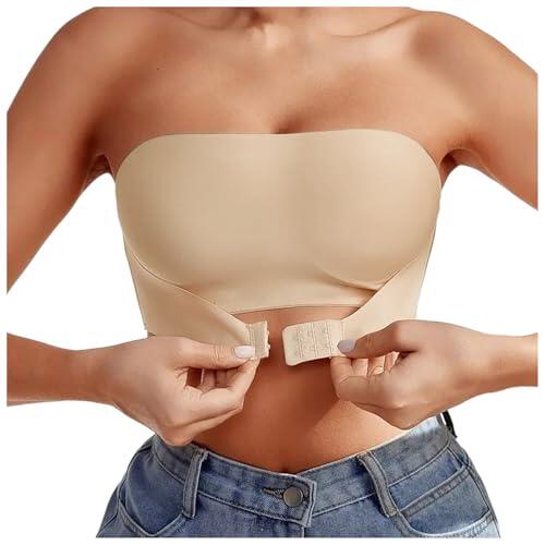 Genérico Sujetador sin Tirantes Mujer Sujetadores sin Aros sin Relleno Elástica Bandeau con Cierre Delantero Strapless Bra Comodos Transpirables Bralette