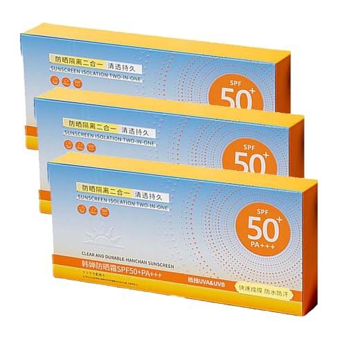 50 minicremas solares en tamaño de viaje, protección solar y base de maquillaje en uno, minitubo, 50+ mini protector solar, protección solar resistente al agua con protección UVA/UVB (3 unidades)