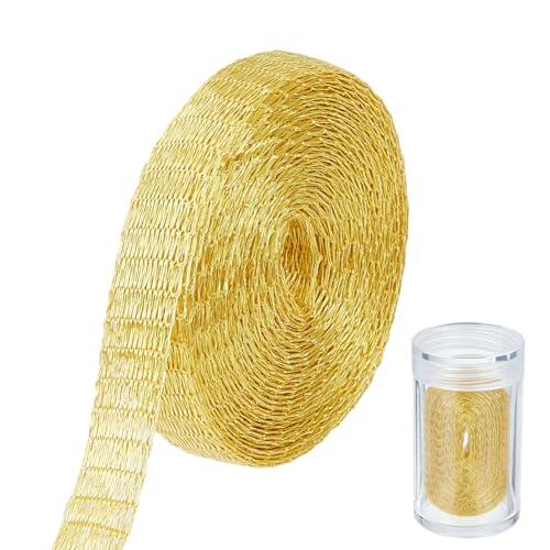 BENECREAT Cinta de malla de alambre de latón de 2 m, 8 mm de ancho, banda trenzada de metal amarillo para coronas, floristería, manualidades, pulseras, collares y joyas