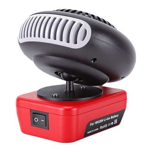 Ejoyous Calefactor a Pilas, 200 W, 2 Ajustes de Temperatura, Inalámbrico, con Rotación de 360°, Seguro, Silencioso y Portátil, con 2 Puertos USB para Garaje, Obra, Coche y camping.