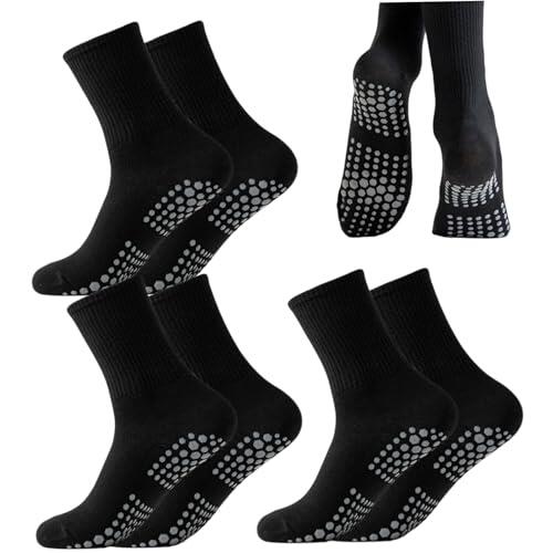 AwnsIMfreien Calcetines de Agarre, 3 Pares de Calcetines de Pilates con Agarre para Mujer, Scrunch Largo, Yoga, Holgados con Barra, Hospital de Entrenamiento, Negro, para Mujer