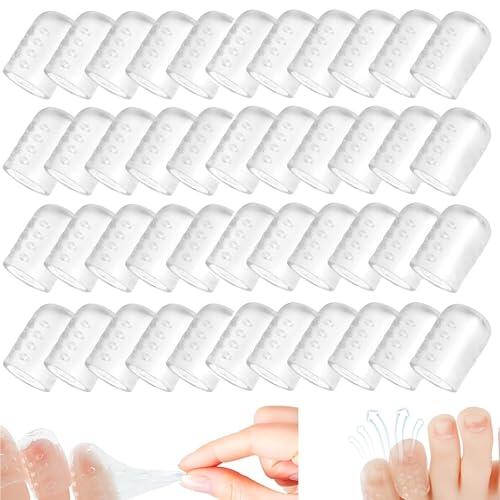 MNYXIS 60 Piezas Protector Dedos Pie de Silicona Transpirable, Protectores de Dedos de los Pies Transparentes para Alivio de Rozaduras, Ampollas y Callos, Dedales de Silicona para Dedo Meñique