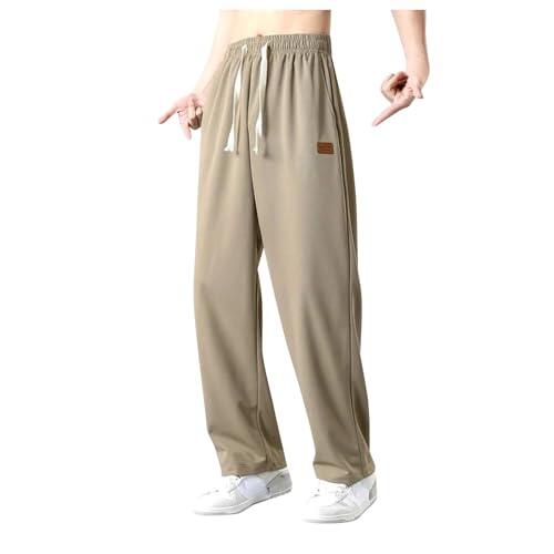 Pantalón Seda Hielo Hombre Traje Verano Delgado Ancho Corte Holgado Caída Suave Pierna Recta Fluido Cómodo Transpirable Para Hombre