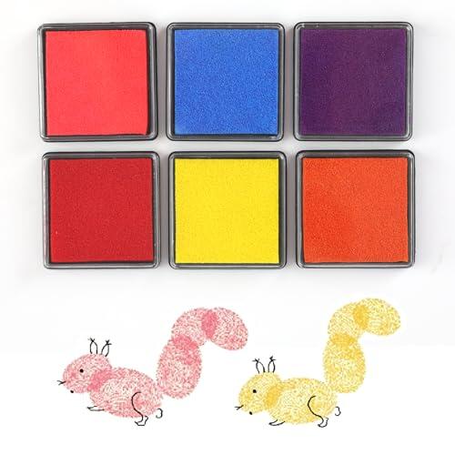 6 Colores Almohadillas Tinta Arcoíris – Tinta Base Agua Lavable – Colores Vivos sin Ácidos – Para Scrapbooking, Manualidades y Proyectos Creativos