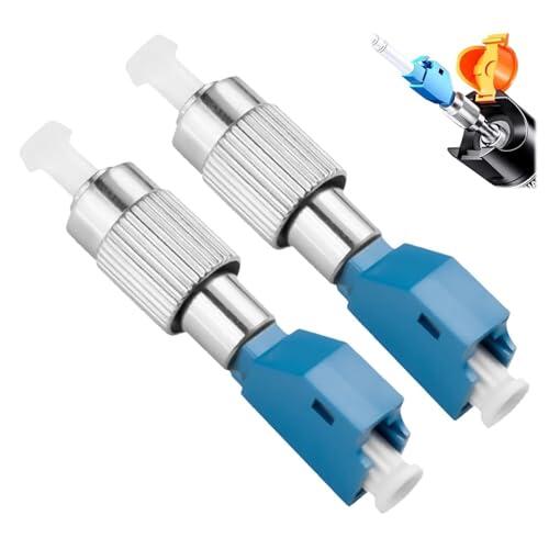 2 Piezas Adaptador Híbrido de Fibra Óptica LC (Hembra) a FC (Macho),FC a LC Monomodo Fibra ópticos Híbrida Adaptador SM 9/125μm,para Fibra Óptica Red/Patch Panel, óptica potencia Medidor, roja luz