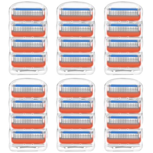 24 piezas Fusion 5 cuchillas de repuesto,cuchillas fusion,para afeitadoras Fusion-5, cuchillas de afeitar, 5 cuchillas, compatibles con maquinillas húmedas, afeitadoras de hombre