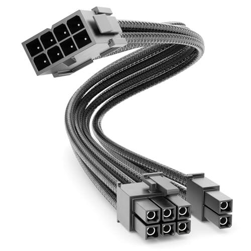 deleyCON 6+2 Pines PCI Express GPU Tarjeta Gráfica Cable de Alimentación Extensión 30 cm - 18 AWG PSU PC Ordenador Fuente de Alimentación Nylon Conector Macho a Hembra - Negro