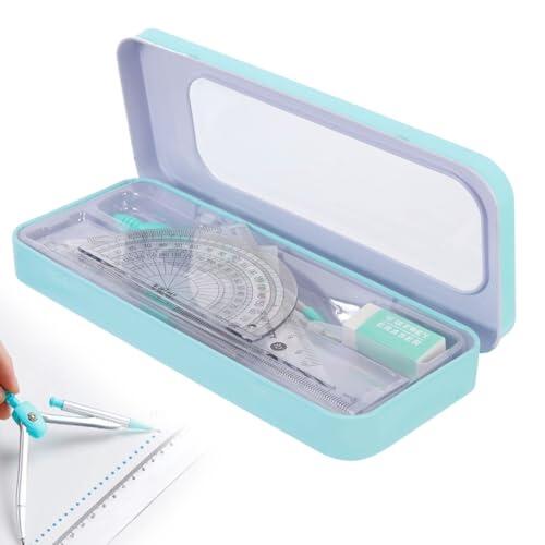 Androxeda Kit para matemáticas con regla y compás, herramienta de dibujo para estudiantes y geometría