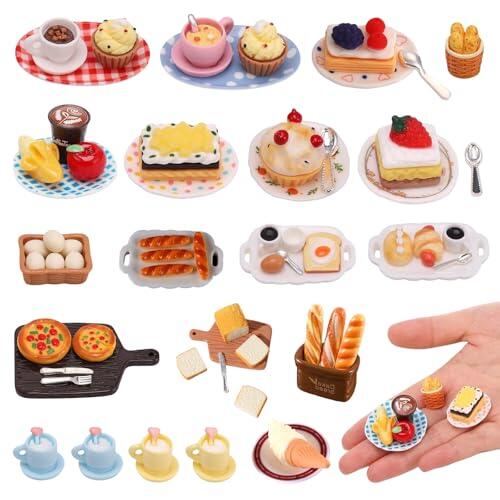 MLPKOI 64 Piezas Comida Miniatura, Comida y Bebida Miniaturas, Accesorios para Casa de Muñecas, Ideal para Decorar Cocinas y Casas de Muñecas Navidad Pascua Halloween Regalos