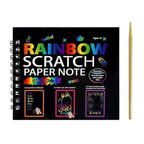 Cuaderno de papel artesanal para rascar – Cuaderno artístico 23 x 16 cm, papel para colorear educativo, herramienta de dibujo creativo | Niños Niñas Estudiantes Guardería Casa Aula Viajes Sala Gi