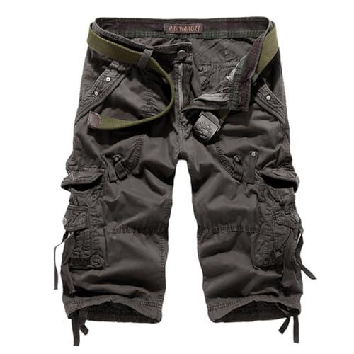 Pantalon Pirata Hombre Pantalones 3/4 Cargo con Múltiples Bolsillos Cuerda De Bombeo Pantalón Elásticos Transpirable Natural Playa Ligero Y Cómodo Pants Estilo Retros
