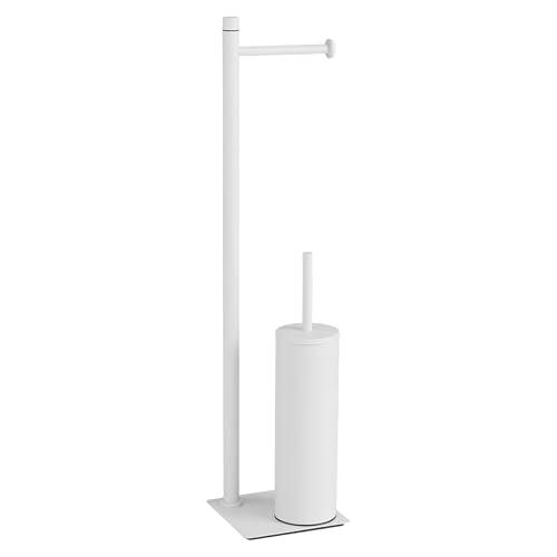Gedy TRILLY Escobillero y portarrollos para baño, Blanco Mate, Acero Inoxidable, 14 x 14 x 63