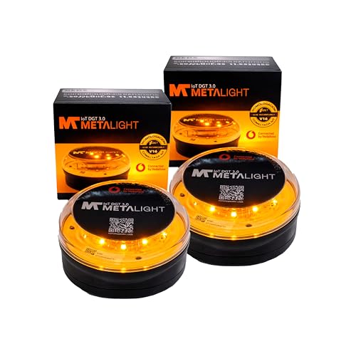 Baliza V16 | Pack 2 Luces de Emergencia V16 para Coche Homologadas DGT 3.0 con Geolocalización | Balizas SOS Conectadas | LED 360° Alta Visibilidad | Fabricadas en España | Válidas hasta 2040