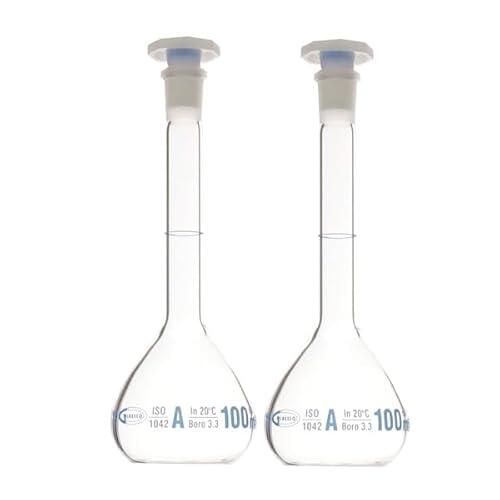 Matraz Aforado con Tapón de Plástico 100ml - Pack 2 uds