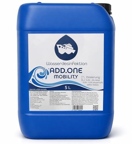 ADD.ONE Bidón desinfectante de agua potable de 5 litros para 1500 litros de agua para caravanas, camping, exteriores, animales y barcos