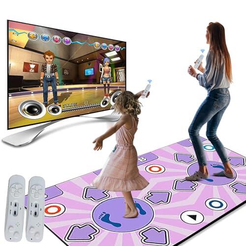 Alfombra De Baile,Alfombra Baile Niña,Alfombra De Bailes Electrónica Con 2 Mandos De Juego,Maquina Recreativa Arcade,Arcade1up,Play Hit,Alfombra Musical,100 Canciones y 65 Juegos (Morado claro)