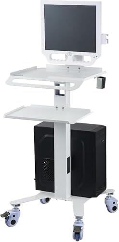Carrito médico para Carrito móvil con Soporte para Monitor y Escáner Oral, Carro Dental con Ruedas, Carro de Doble Capa para Hospital, Clinica Dental y Oficina