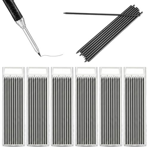 54 Piezas Minas de Lápiz de Carpintería 2.8 mm, Recambios de Lápiz de Marcado de Carpintero, Repuesto para Lápices de Carpintero para Arquitecto, Carpintería, Construcción y Construcción (Negro)