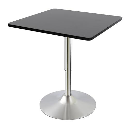 Bar Mesa alta, mesa de bar, mesa alta, cocina, mesa cuadrada, 60 x 60 cm, altura ajustable 67 – 91,5 cm, estructura sólida, pie de metal, para sala de estar, cocina, dormitorio, casa, mesa