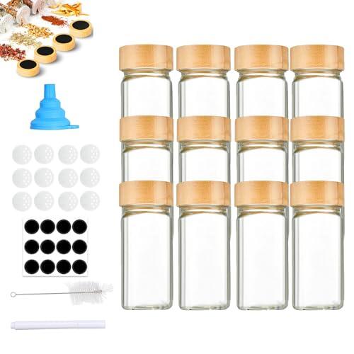 ABCORPHIC botes especias 12pcs, frascos especiarias con tapas incluyendo dispensador/tubo/cepillo/etiqueta+marcador, tarros especias 120ml