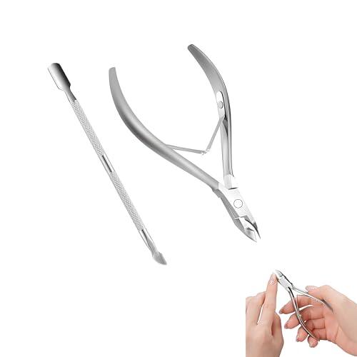 ZXfad 2pcs Kit de Para Recortar Cutículas con Cortador de acero Inoxidable, que Elimina Fácilmente la Piel Muerta y las Cutículas.