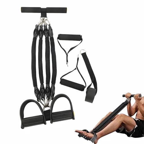 Tokaneit Banda de Resistencia con Pedal Negro, Cuerda de Abdominales con Pedales de Pie, Agarre de Espuma, hasta 100 Lbs de Resistencia, Entrena Abdomen, Piernas, Brazos