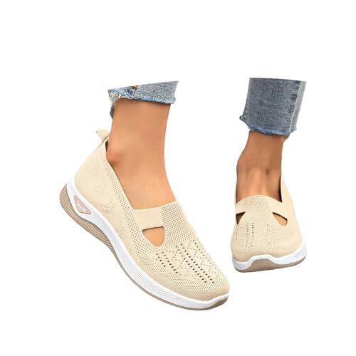 Zapatos Ortopedicos Mujer Verano con Malla Zapatillas Ortopedicas Cómodas Ligeros sin Cordones Deporte Zapatillas Ortopédicas de Plataforma Transpirables Antideslizantes Soporte, 35-44 EU