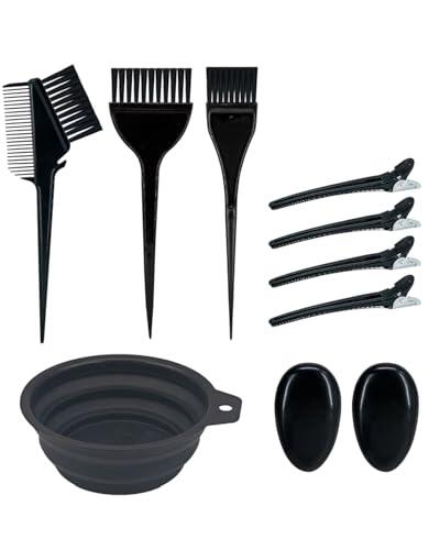HAPZUR Kit Tinte Pelo 9 Piezas, Juego Completo de Brochas y Aplicadores para Teñir Cabello, para aplicación profesional, uniforme y sin manchas en casa.