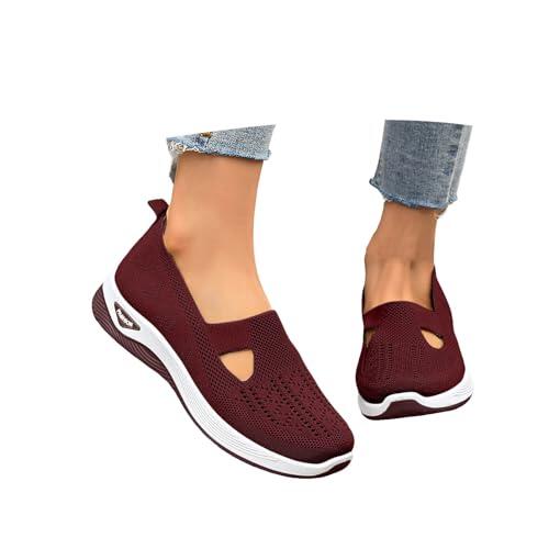 Zapatos Ortopedicos Mujer Verano con Malla Zapatillas Ortopedicas Cómodas Ligeros sin Cordones Deporte Zapatillas Ortopédicas de Plataforma Transpirables Antideslizantes Soporte, 35-44 EU