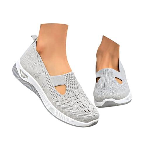 Zapatos Ortopedicos Mujer Verano con Malla Zapatillas Ortopedicas Cómodas Ligeros sin Cordones Deporte Zapatillas Ortopédicas de Plataforma Transpirables Antideslizantes Soporte, 35-44 EU
