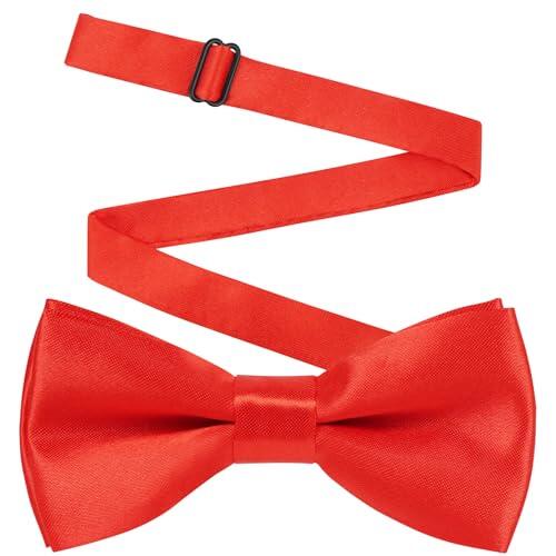 URAQT Pajarita de Satén para Niños, 10 X 5 cm Pajarita Preatada Infantil, Pajaritas Formales con Hebilla Preabrochada, Pajaritas Ajustables para Accesorio Uniformes, Bodas Celebraciones (Rojo-1 Pieza)