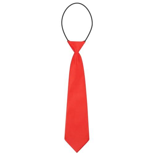URAQT Corbata Preatada Niños, 28 X 7 cm Corbata de Satén Brillante, Corbatas Infantiles con Cordón Elástico Preanudado, Corbatas Formales para Bodas, Escolares Celebraciones, Cosplay(Rojo - 1 Pieza)